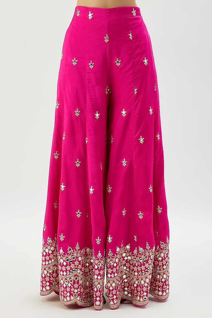 Pink Tussar Mirror Hand Embroidered Cape Set by GOPI VAID at Pernia's Pop Up Shop