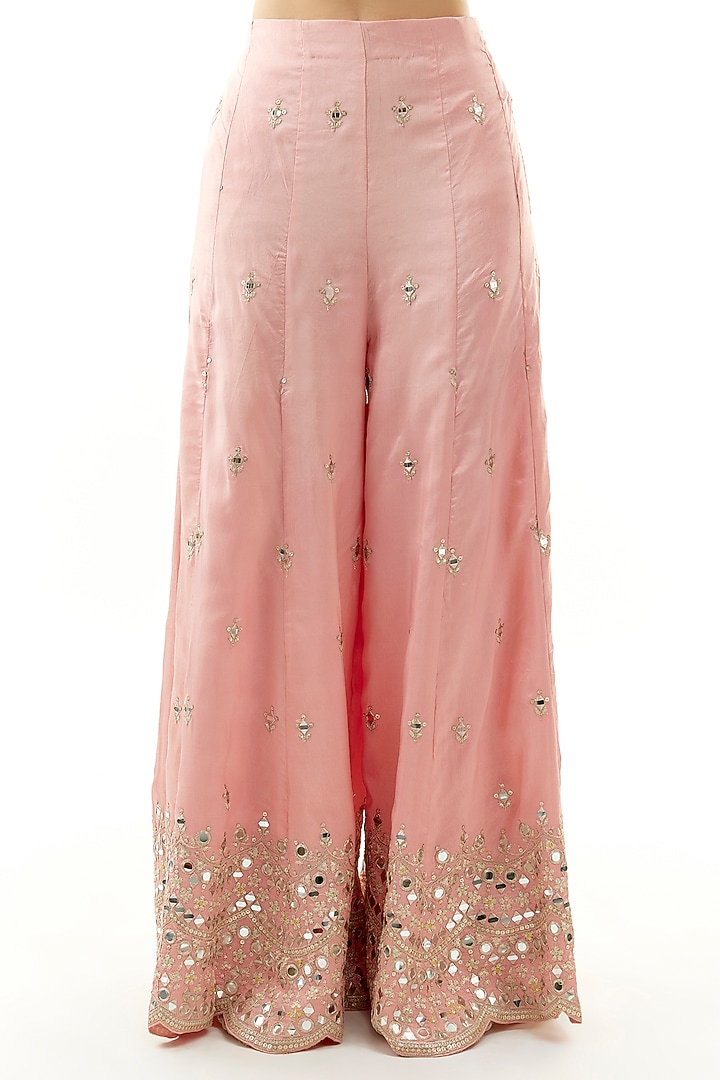 Pink Organza Mirror Hand Embroidered Cape Set by Gopi Vaid at Pernia's Pop Up Shop