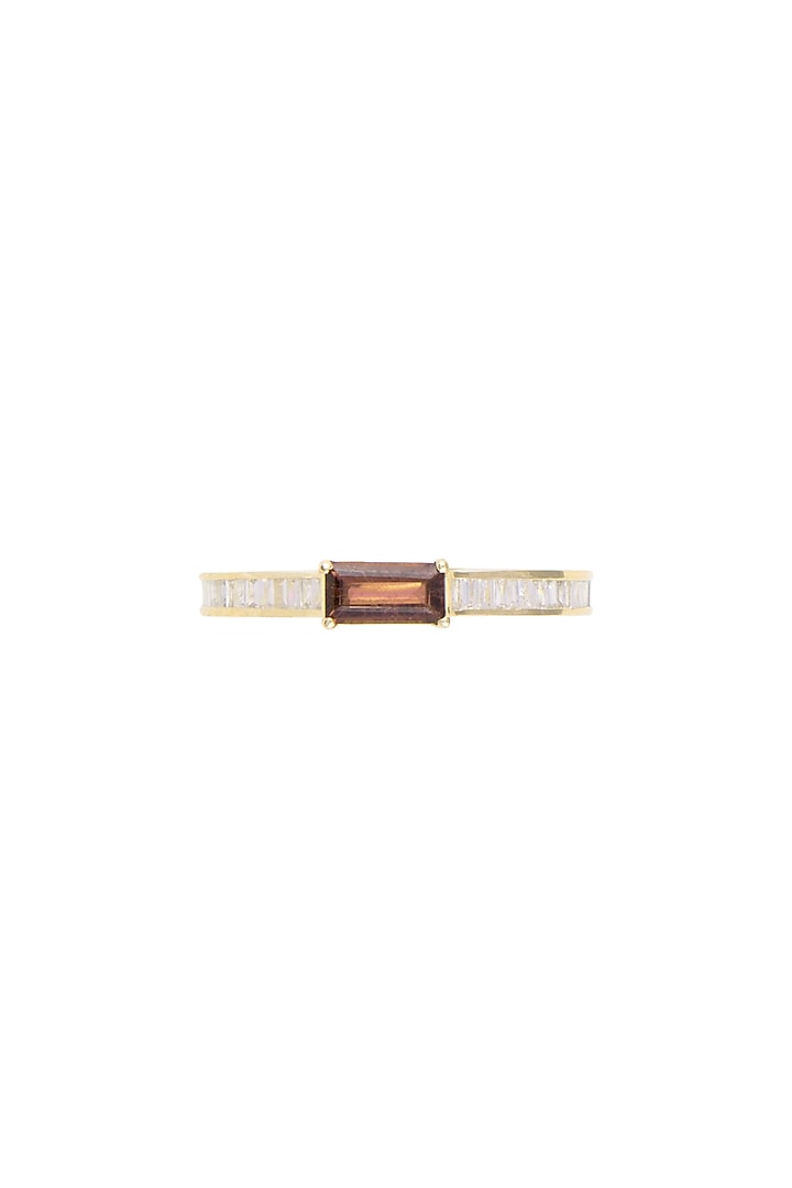 14Kt Gold Pink Baguette Band Diamond & Tourmalines Ring by Golden Gazelle Fine Jewellery
