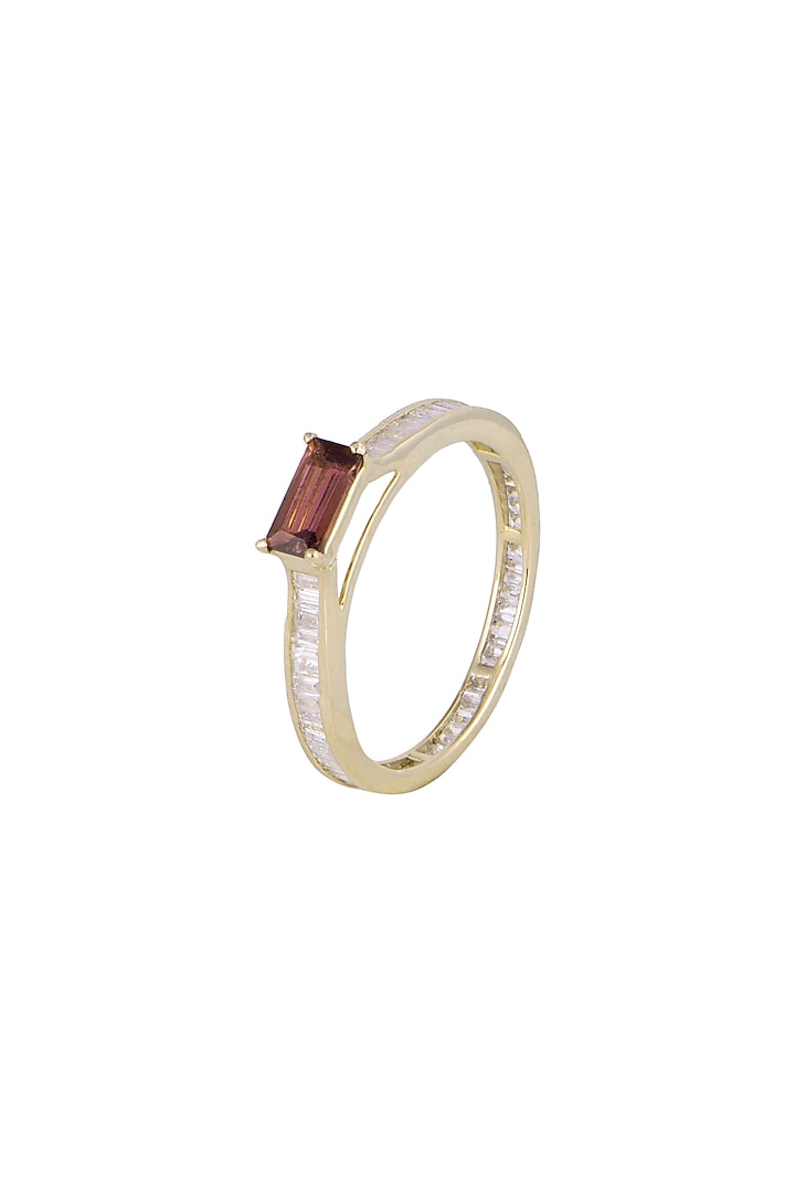 14Kt Gold Pink Baguette Band Diamond & Tourmalines Ring by Golden Gazelle Fine Jewellery at Pernia's Pop Up Shop