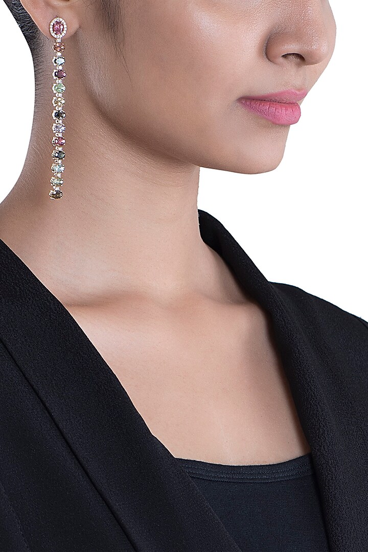 14Kt Gold Two Style Tourmaline & Diamond Dangler Earrings by Golden Gazelle Fine Jewellery at Pernia's Pop Up Shop