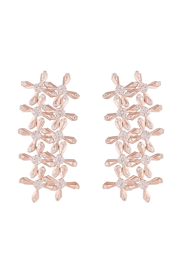 14Kt Rose Gold Star Crossed Diamond Earrings by Golden Gazelle Fine Jewellery