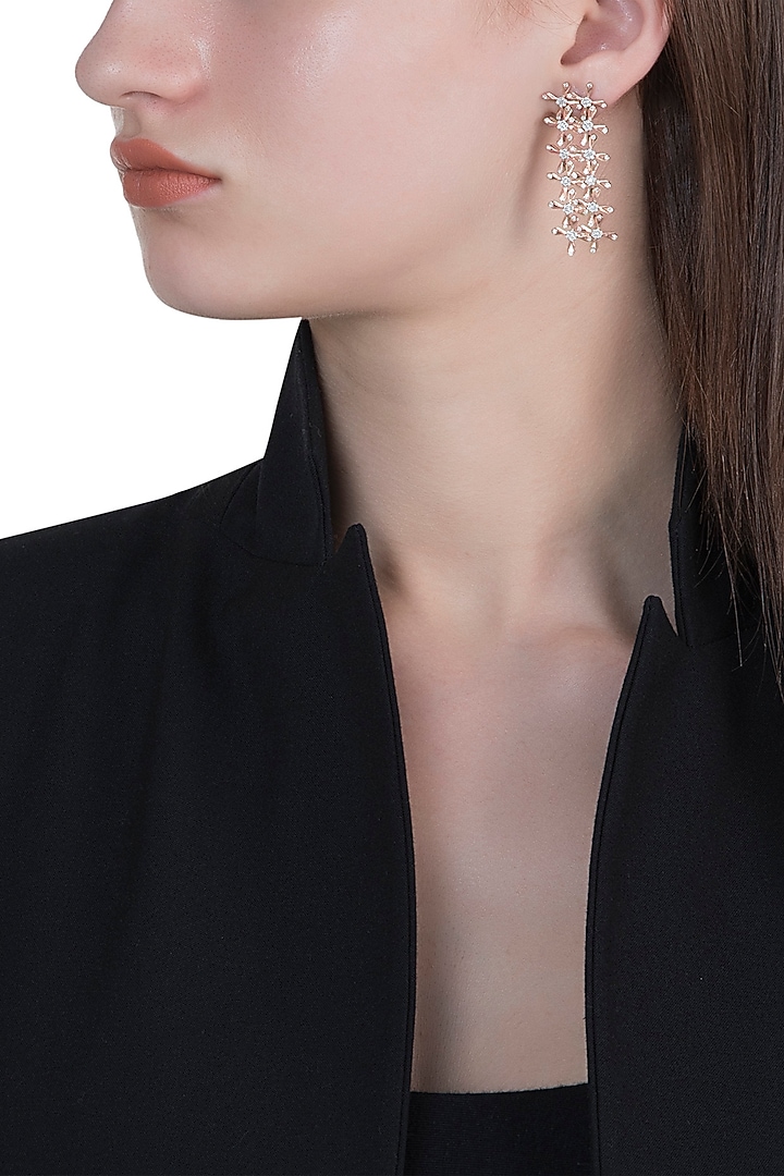 14Kt Rose Gold Star Crossed Diamond Earrings by Golden Gazelle Fine Jewellery at Pernia's Pop Up Shop