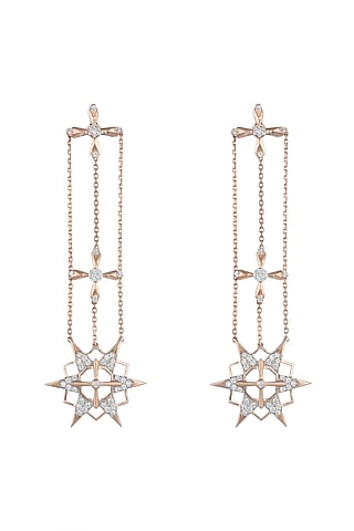 14Kt Rose Gold Supernova Dangling Earrings by Golden Gazelle Fine Jewellery