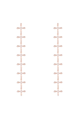 14Kt Rose Gold Long Crossed Diamond Earrings by Golden Gazelle Fine Jewellery