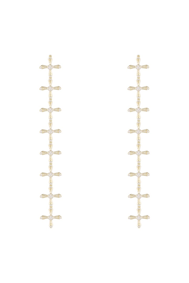 14Kt Gold Crossed Long Diamond Earrings by Golden Gazelle Fine Jewellery