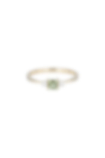 14Kt Gold Green Princess Tourmaline & Diamond Ring by Golden Gazelle Fine Jewellery