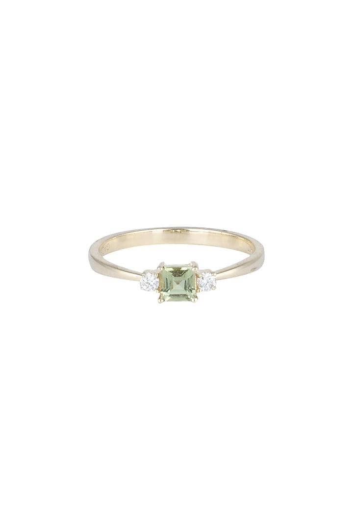 14Kt Gold Green Princess Tourmaline & Diamond Ring by Golden Gazelle Fine Jewellery