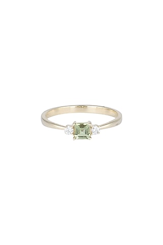 14Kt Gold Green Princess Tourmaline & Diamond Ring by Golden Gazelle Fine Jewellery