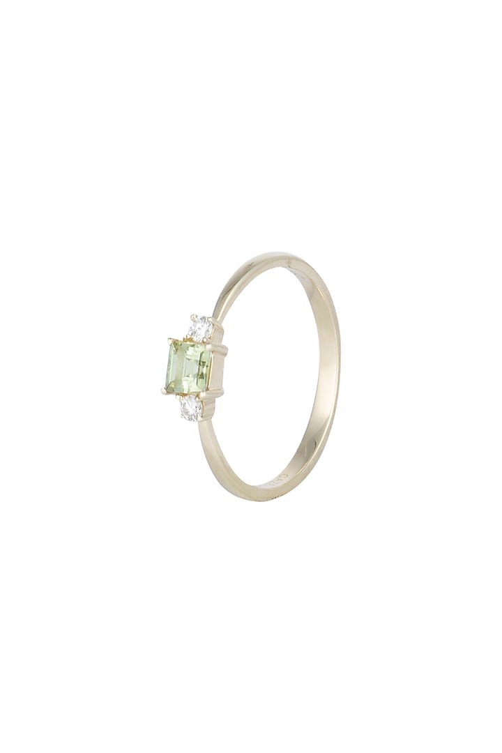 14Kt Gold Green Princess Tourmaline & Diamond Ring by Golden Gazelle Fine Jewellery at Pernia's Pop Up Shop