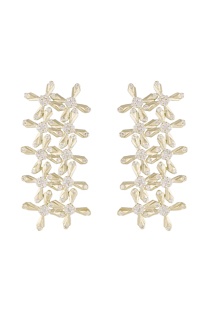 14Kt Gold Star Crossed Diamond Earrings by Golden Gazelle Fine Jewellery