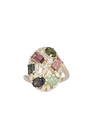 14Kt Gold Vintage Multi Coloured Diamond Ring by Golden Gazelle Fine Jewellery