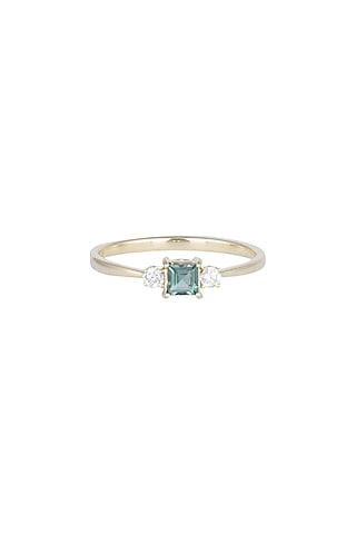 14Kt Gold Blue Princess Tourmaline & Diamond Ring by Golden Gazelle Fine Jewellery