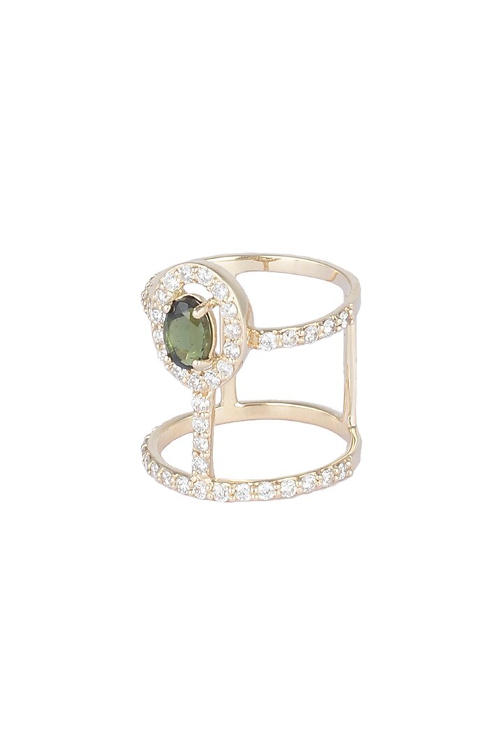 14Kt Gold Double Band Blue Tourmaline Diamond Ring by Golden Gazelle Fine Jewellery at Pernia's Pop Up Shop