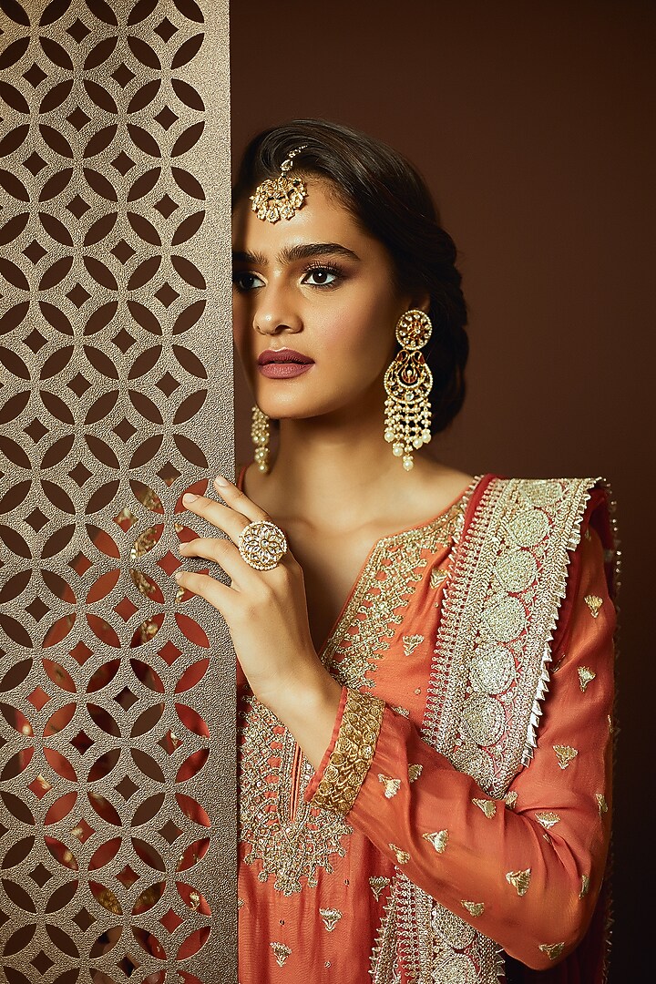 Gold Finish Faux Pearl & Kundan Ring by Aster at Pernia's Pop Up Shop
