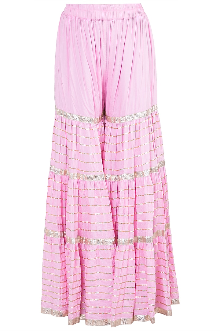 Pink Embroidered Crinkled Gharara Set by GOPI VAID at Pernia's Pop Up Shop