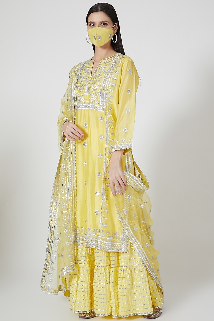 Yellow Embellished Gharara Set by GOPI VAID