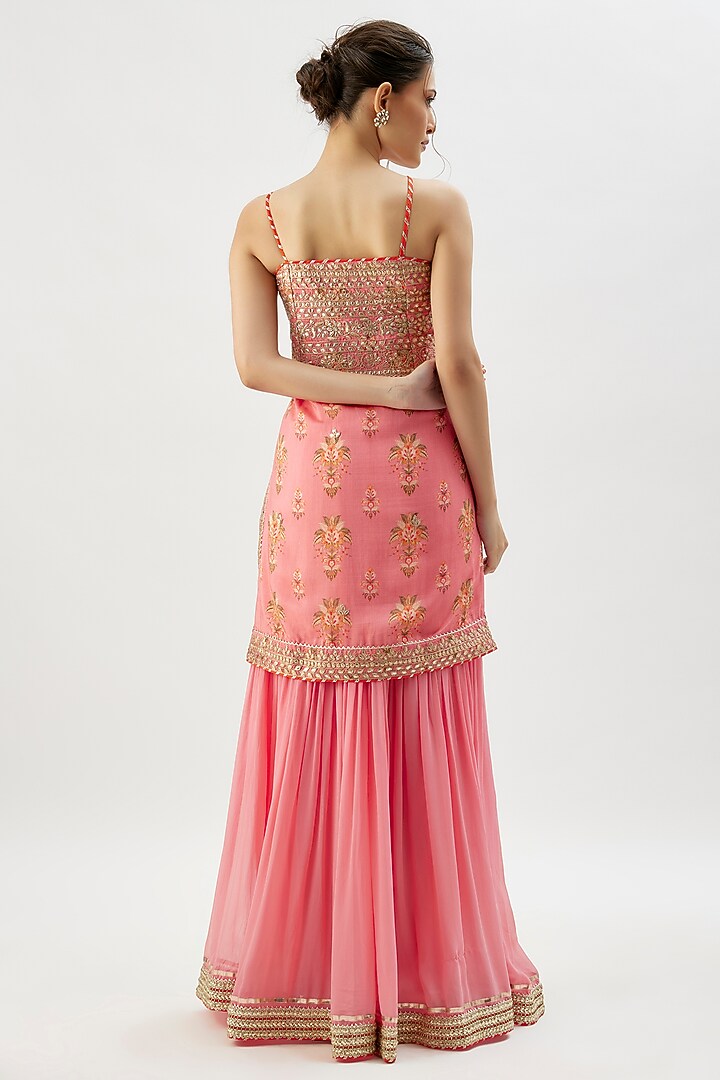 Pink Georgette Wedding Sharara Set by GOPI VAID at Pernia's Pop Up Shop