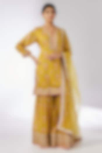 Yellow Cotton Silk Sharara Set by GOPI VAID at Pernia's Pop Up Shop