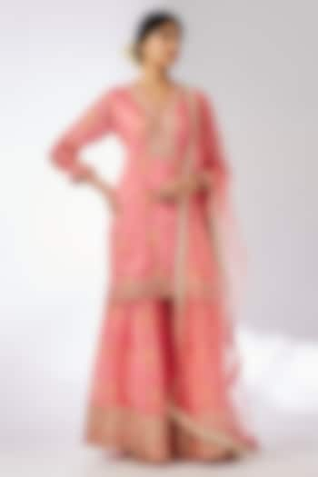 Pink Cotton Silk Sharara Set by GOPI VAID at Pernia's Pop Up Shop