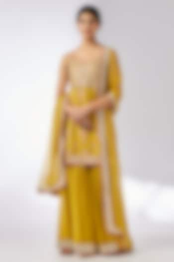 Yellow Cotton Silk Sharara Set by GOPI VAID at Pernia's Pop Up Shop