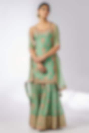 Mint Cotton Silk Printed Sharara Set by GOPI VAID at Pernia's Pop Up Shop