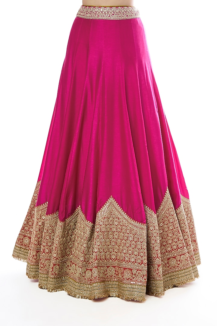 Pink Tussar Embellished Wedding Lehenga Set by GOPI VAID at Pernia's Pop Up Shop