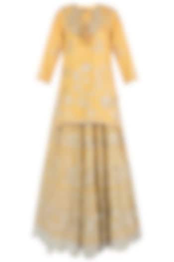 Yellow Embroidered Kurta with Lehenga Skirt Set by GOPI VAID
