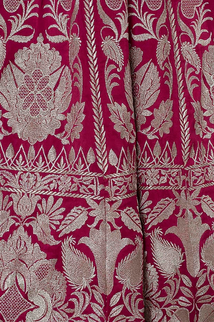 Rani pink and wine embroidered lehenga set available only at Pernia's Pop Up Shop.