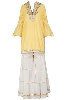 RED KURTA AND SHARARA PANTS SET