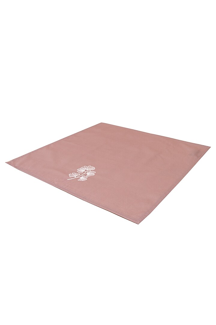 Gingko Plum Cotton Floral Printed & Embroidered Dinner Napkin Set by Eris home at Pernia's Pop Up Shop