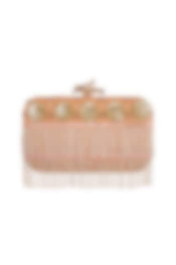 Peach Embroidered Clutch by Durvi at Pernia's Pop Up Shop