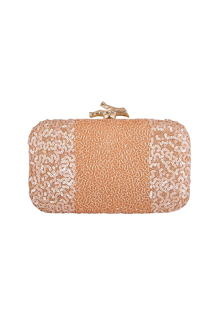Peach Embroidered Clutch by Durvi at Pernia's Pop Up Shop