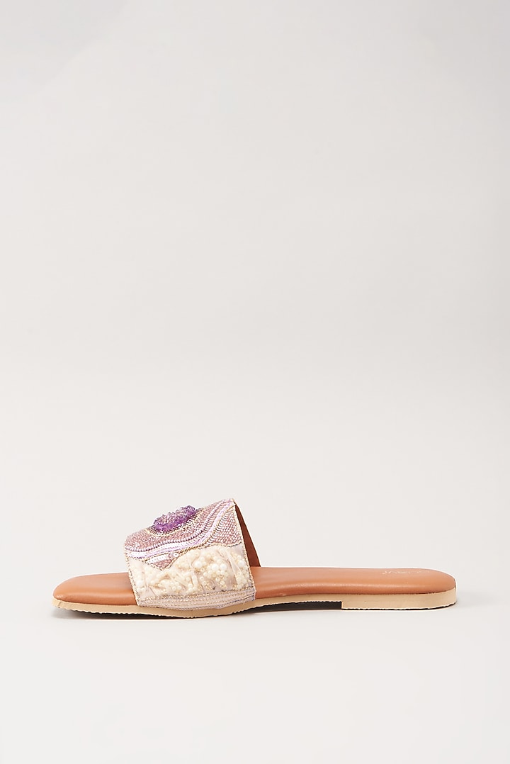 Purple Embellished Flats by Durvi at Pernia's Pop Up Shop