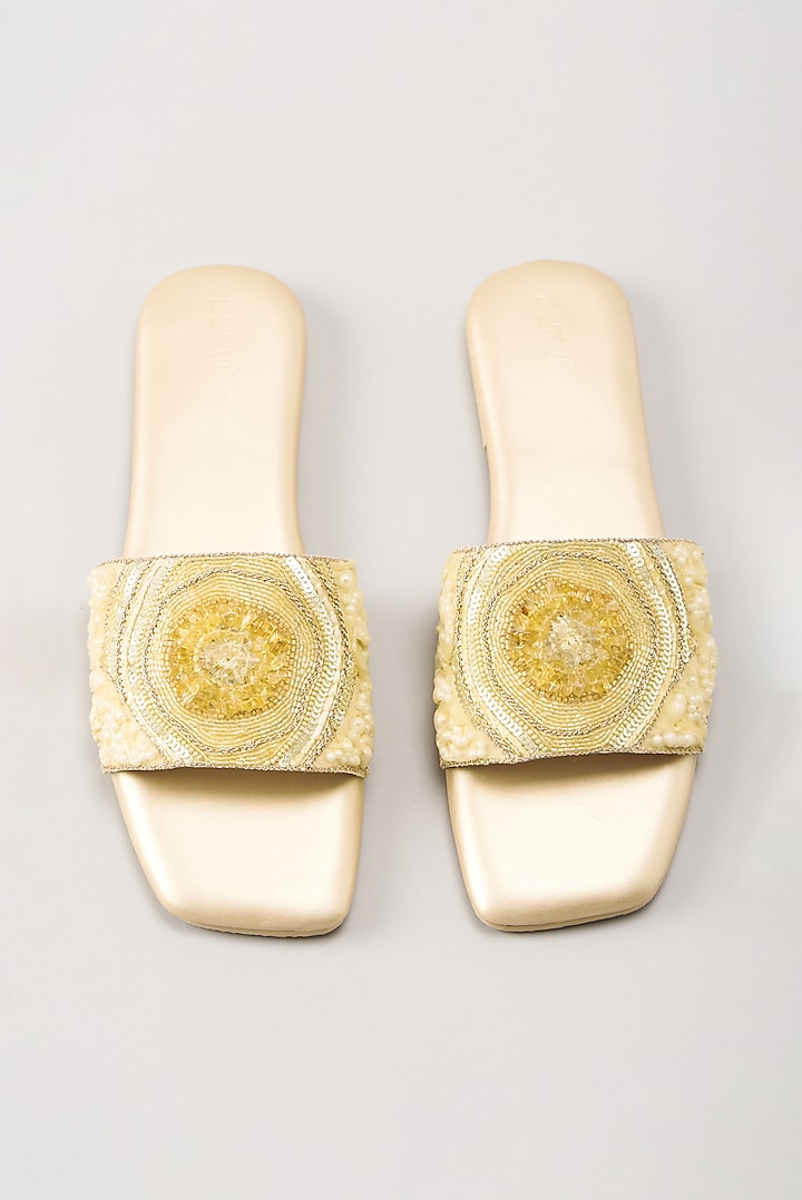 Yellow Embellished Flats by Durvi
