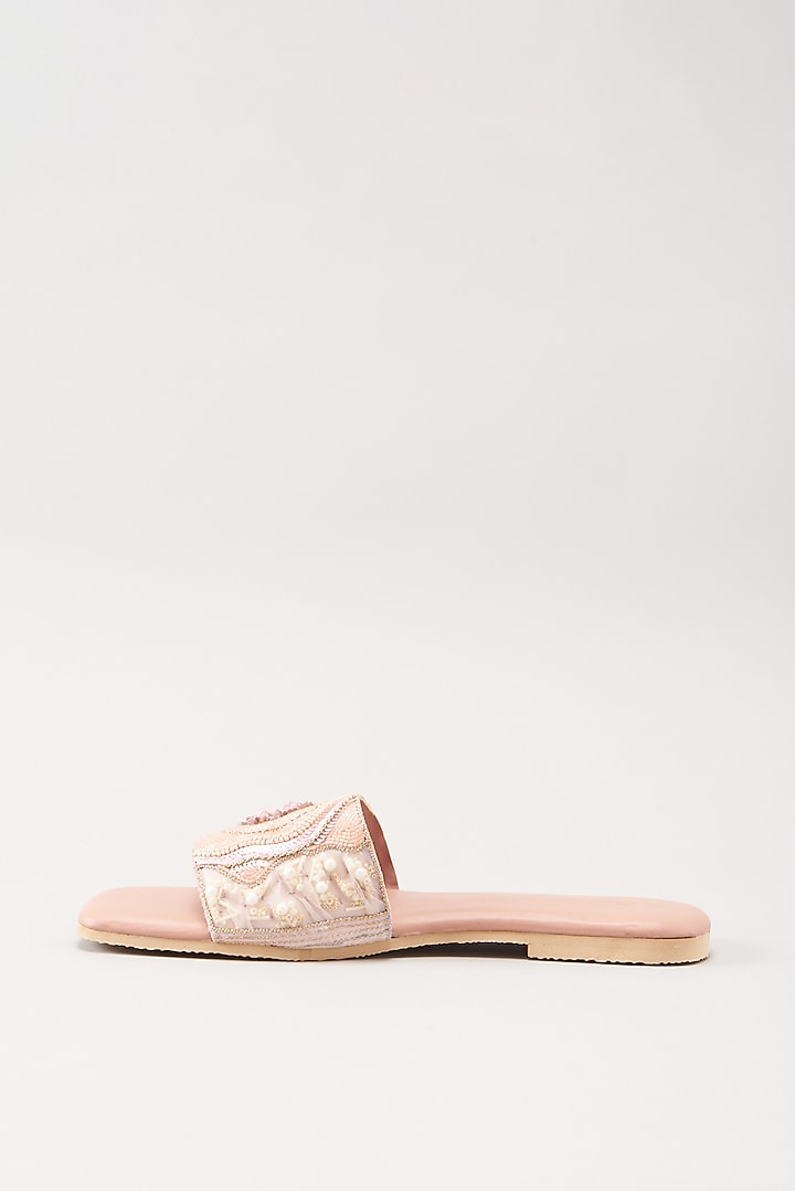 Pink Embellished Flats by Durvi at Pernia's Pop Up Shop