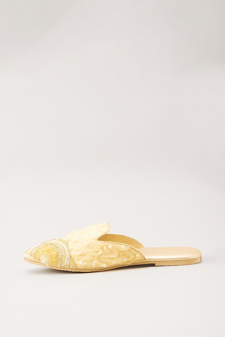 Yellow Italian Fabric Flats by Durvi at Pernia's Pop Up Shop