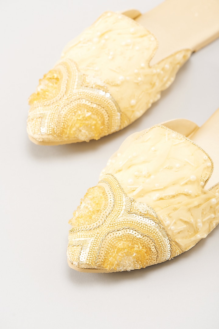 Yellow Italian Fabric Flats by Durvi at Pernia's Pop Up Shop