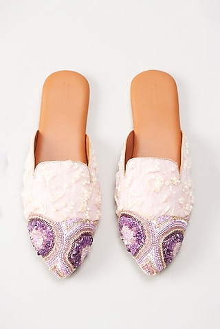 Purple Italian Fabric Flats by Durvi