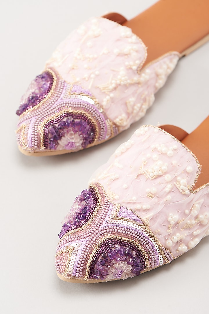 Purple Italian Fabric Flats by Durvi at Pernia's Pop Up Shop