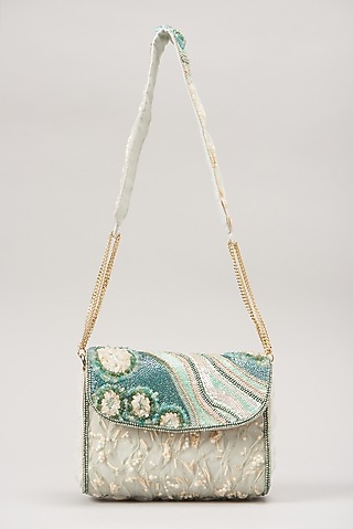 Blue Embellished Handbag by Durvi