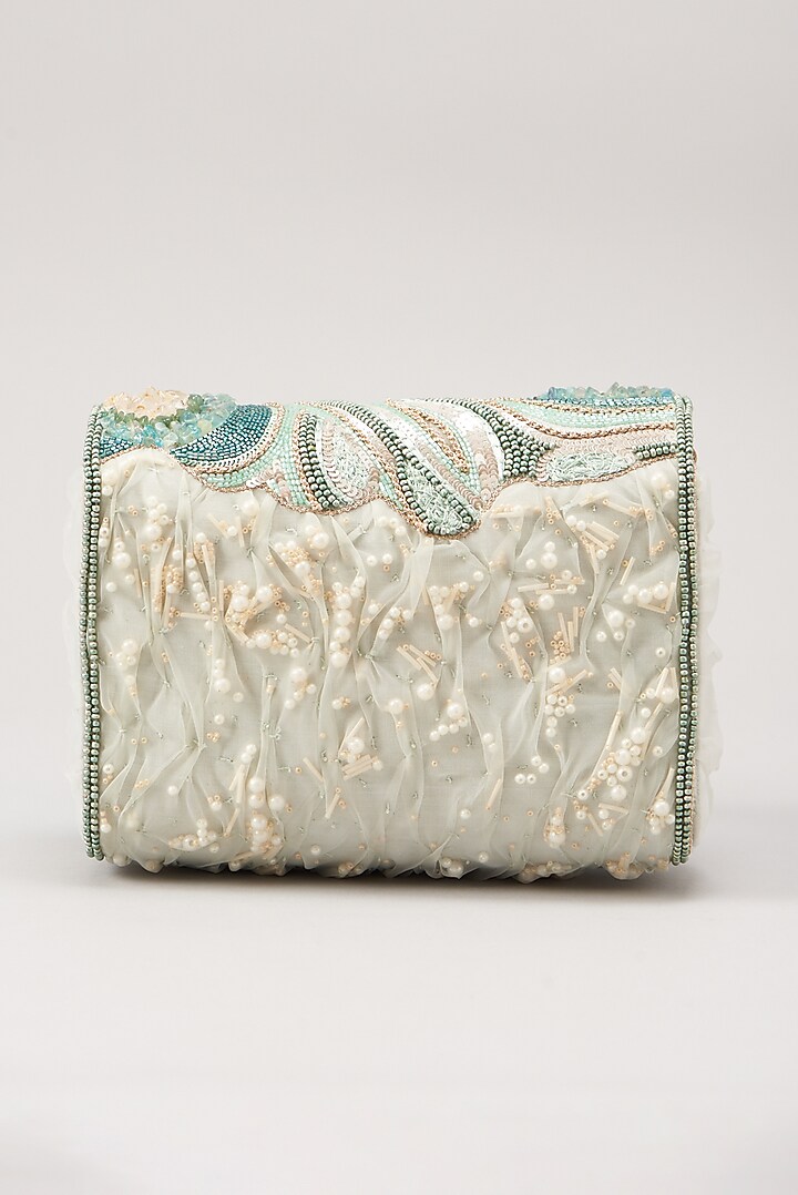 Blue Embellished Handbag by Durvi at Pernia's Pop Up Shop
