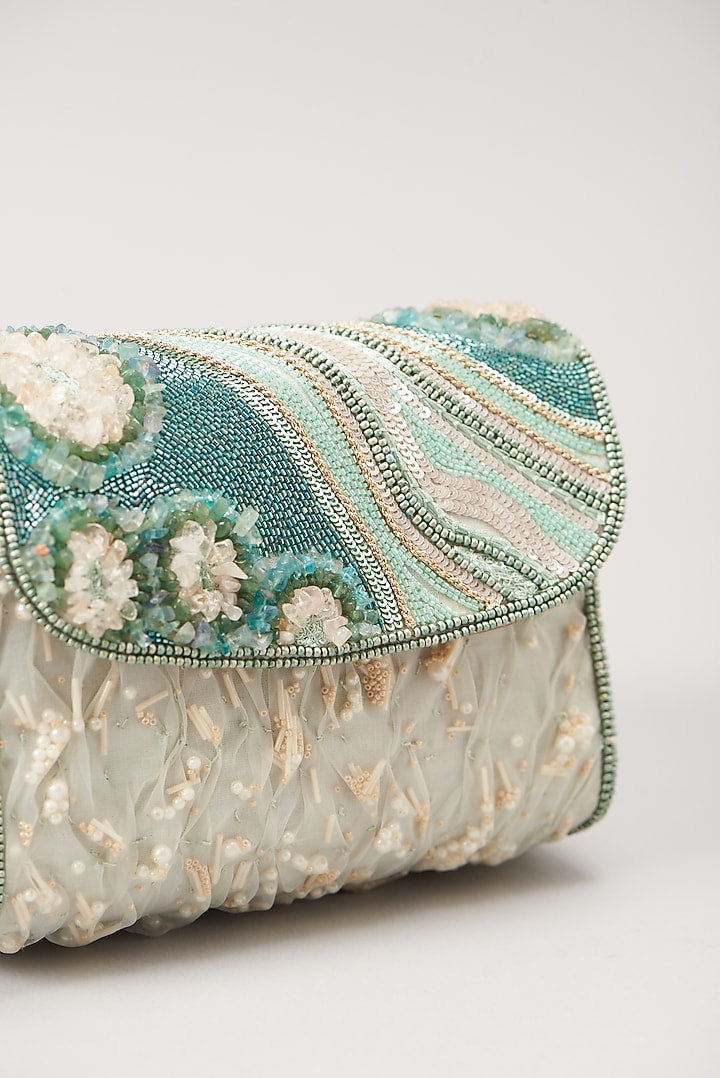 Blue Embellished Handbag by Durvi at Pernia's Pop Up Shop