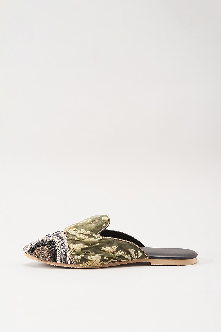 Black Italian Fabric Flats by Durvi at Pernia's Pop Up Shop