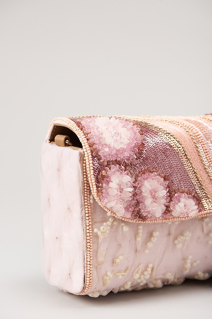 Pink Embellished Handbag by Durvi at Pernia's Pop Up Shop