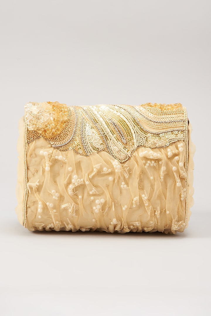 Yellow Embellished Handbag by Durvi at Pernia's Pop Up Shop