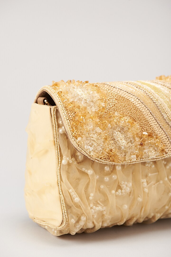 Yellow Embellished Handbag by Durvi at Pernia's Pop Up Shop