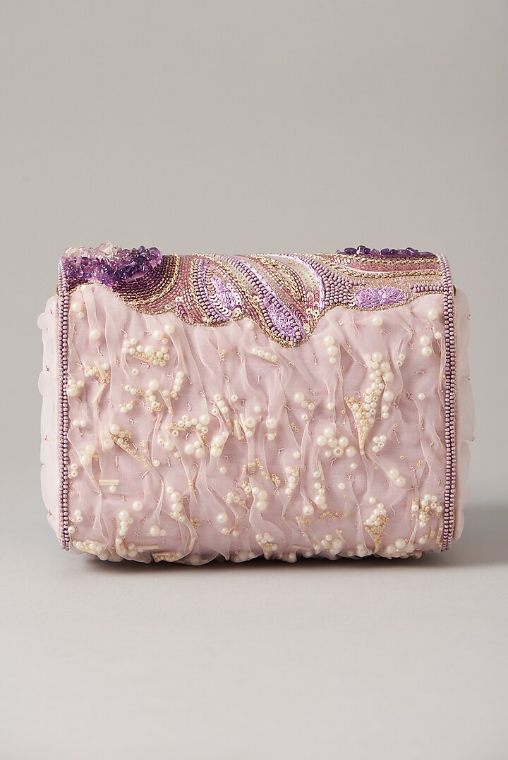 Pink Sea Stone Embellished Handbag by Durvi at Pernia's Pop Up Shop