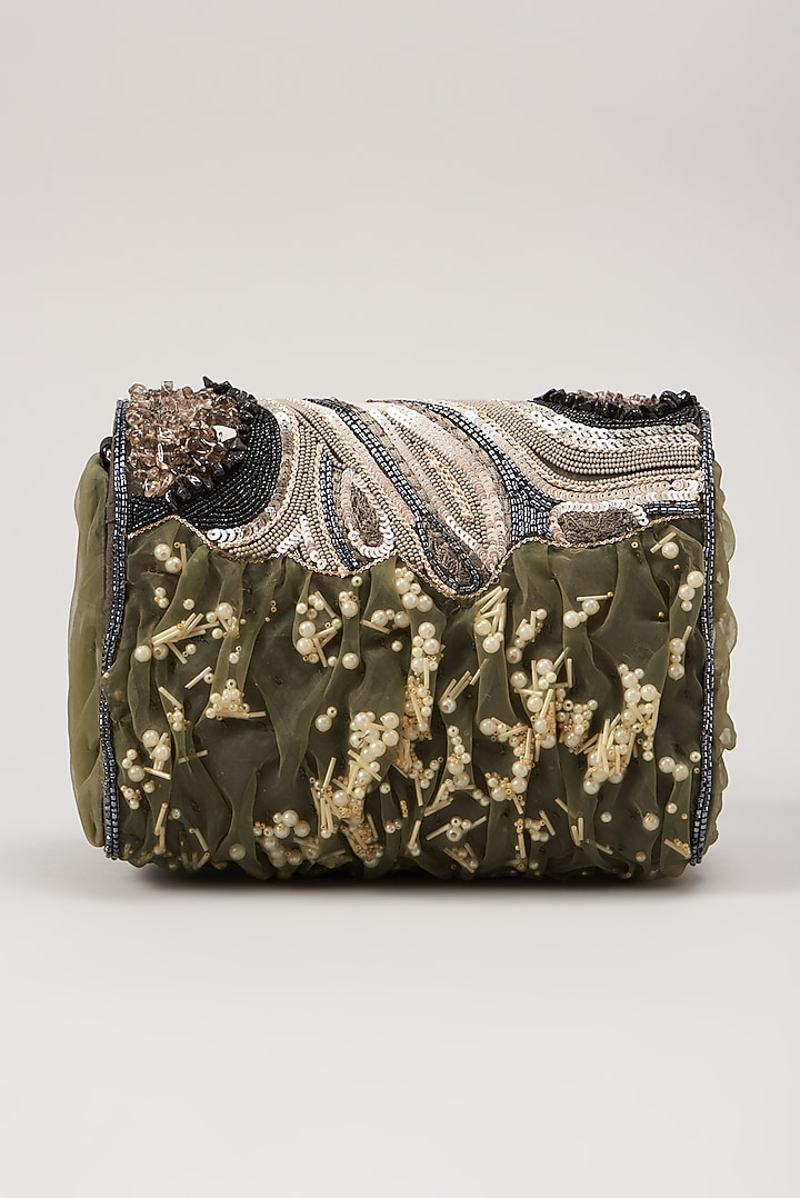 Black Embellished Handbag by Durvi at Pernia's Pop Up Shop
