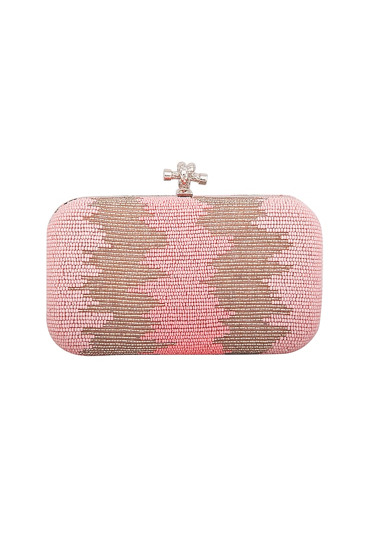 Light Pink Embroidered Clutch by Durvi